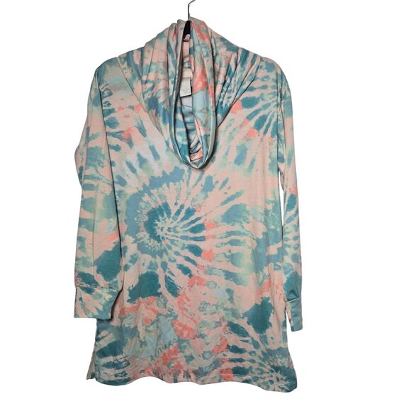 Ady P Womens Tie-Dye Cowl Neck Long Sleeve Sweatshirt Size Small Casual Soft - Picture 1 of 9